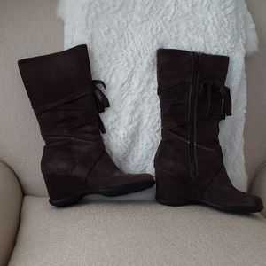 Brown suede boots